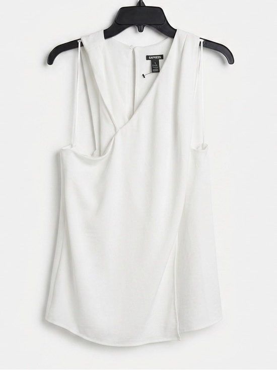 Express Tops - Express White Asymmetric Draped blouse